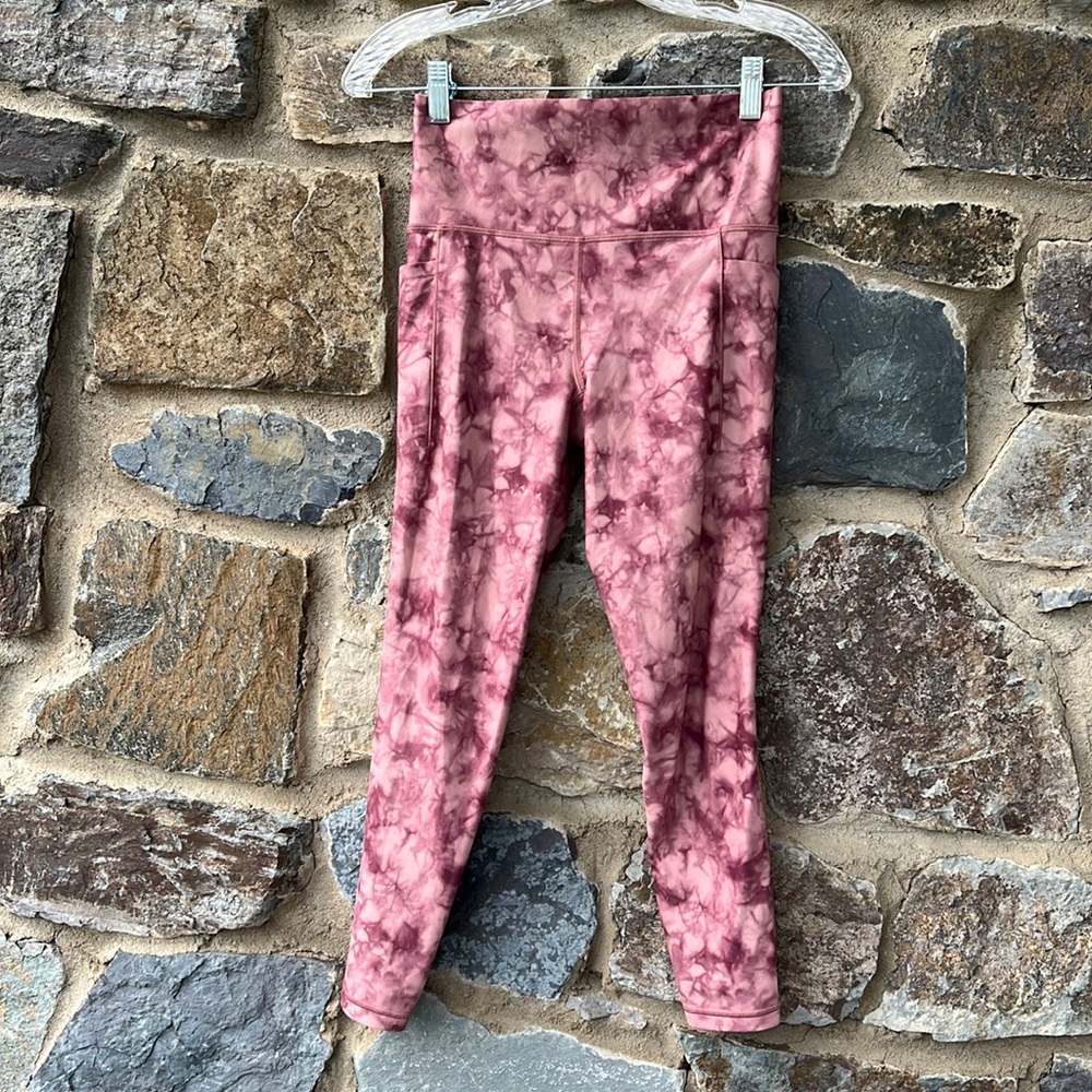 Athleta Womens Salutation Stash Pocket II Printed 7/8 Tight SM Riptide Paler